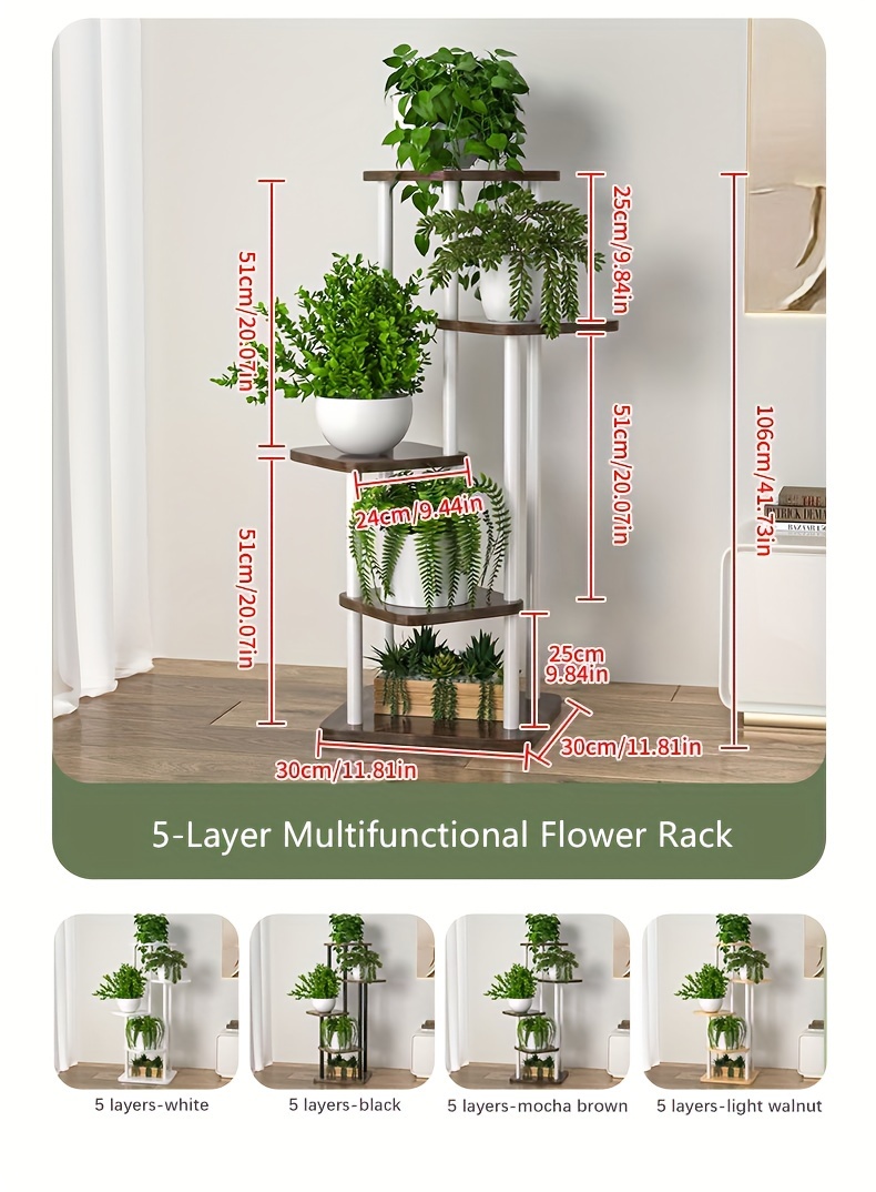Single Plant Stand for Flowers, Wooden Shelf with 4/5/6 Layers, Display And Storage Shelf, Pot Rack Organizer for Home And Garden Decoration, Indoor Iron Shelf, Outdoor Display Holder for Flower Pots, Multi-Functional Flower Racks