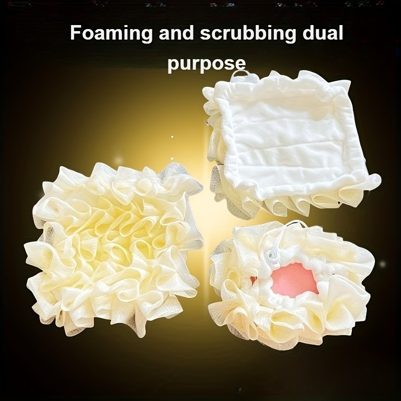 Bath Puff and Hook Set, 2pcs in Random Color
