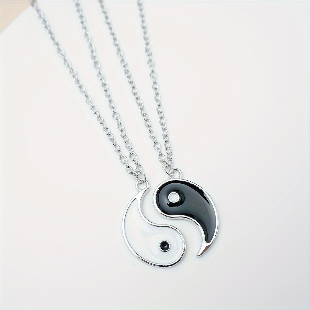 2pcs Best Friends Tai Chi Pendant Necklace Set, Adjustable