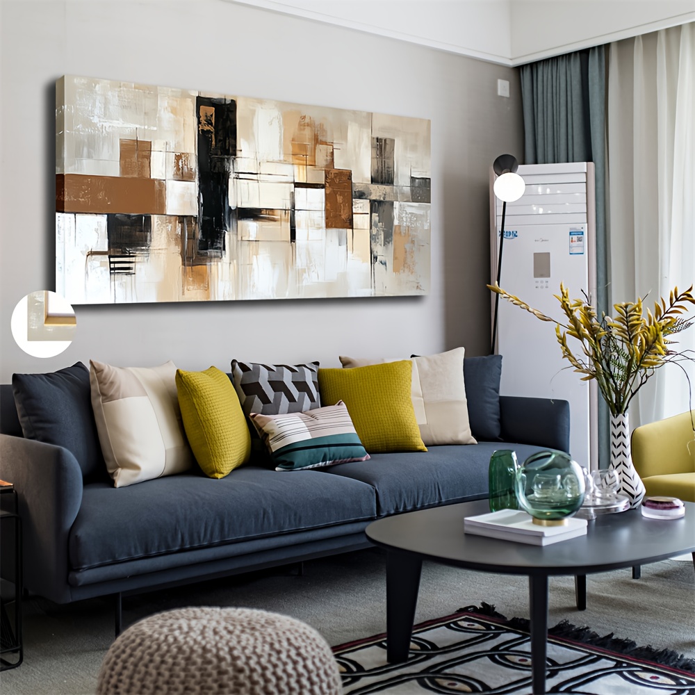 TEMU Art Mural sur Toile Style Décoratif Encadré, Plat 2D, pour Paysage 50x100cm (20x40 Pouces) - Carrés de Couleurs Différentes Adaptés aux Bureaux,