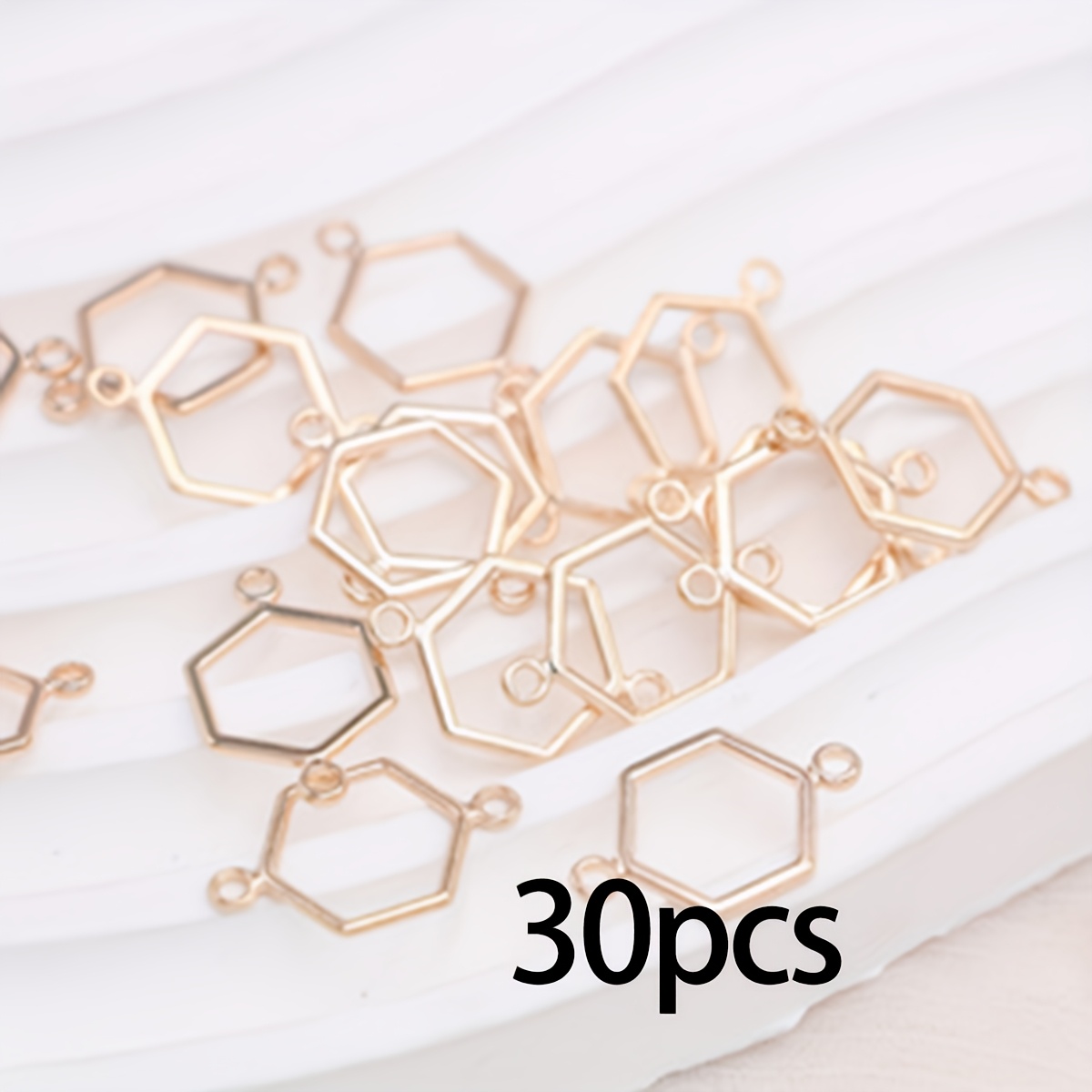 TEMU 30pcs Breloques Hexagonales Connecteurs pour la Création de Bijoux Bracelets Boucles d'Oreilles Ajouts