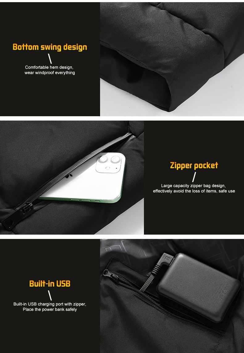 fever rechargeable heated hoodie vest for men women 3 heat levels 9 zones lightweight polyester jacket for outdoor activities battery not included   apparel hooded jacket polyester vest Product details 8