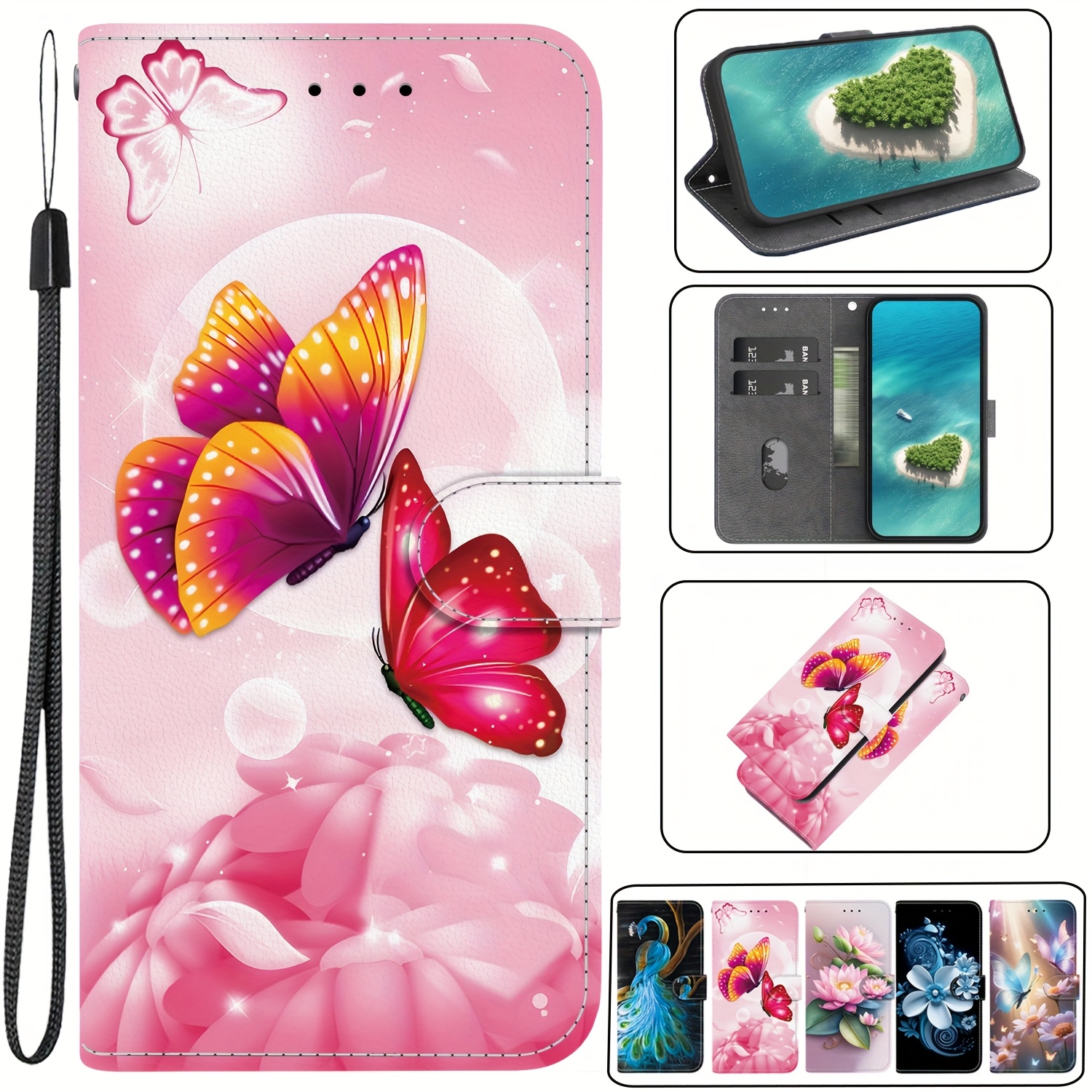 Cover Portafoglio In Pelle Con Farfalla Dorata Per Xiaomi Redmi Note 13 Pro 5G - Custodia A Libro Magnetica - 3