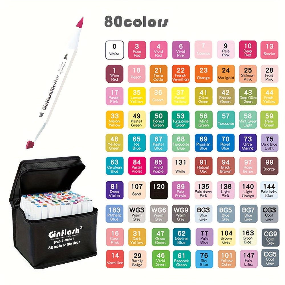 TEMU Ginflash Brush Tips Comic Art Markers With Dual Tips For Drawing And Coloring Books