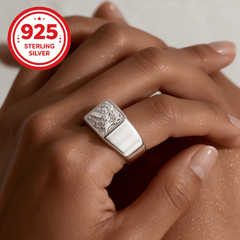 925 Silver Hypoallergenic Adjustable Open Geometric Ring, Stylish