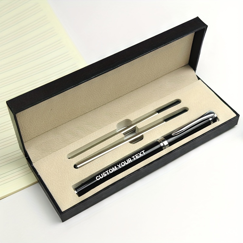 

Personalized Stainless Steel Pen Set - Medium Point, Ergonomic Grip, Smooth Writing - Includes Custom Engraving, 2 Refills - Gift Box, Ideal For Christmas, Father's Day, Birthdays