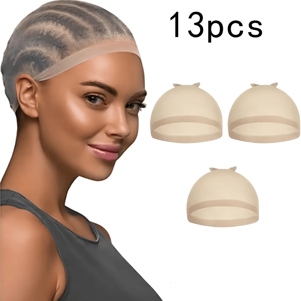 TEMU 13-pack Ultra-thin Transparent Invisible Wig Caps - High-elasticity Nylon Hair Nets For Women. Nude-colored, Breathable, And Skin-friendly;