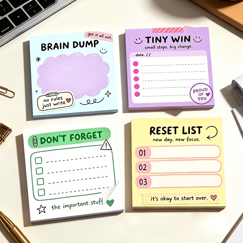 TEMU 200pcs Inspirational Notes, For Mind Organization, Milestone Tracking And Self-regulation Checklists, Adhesive Reminder Stickers, 4-pack, 3x3
