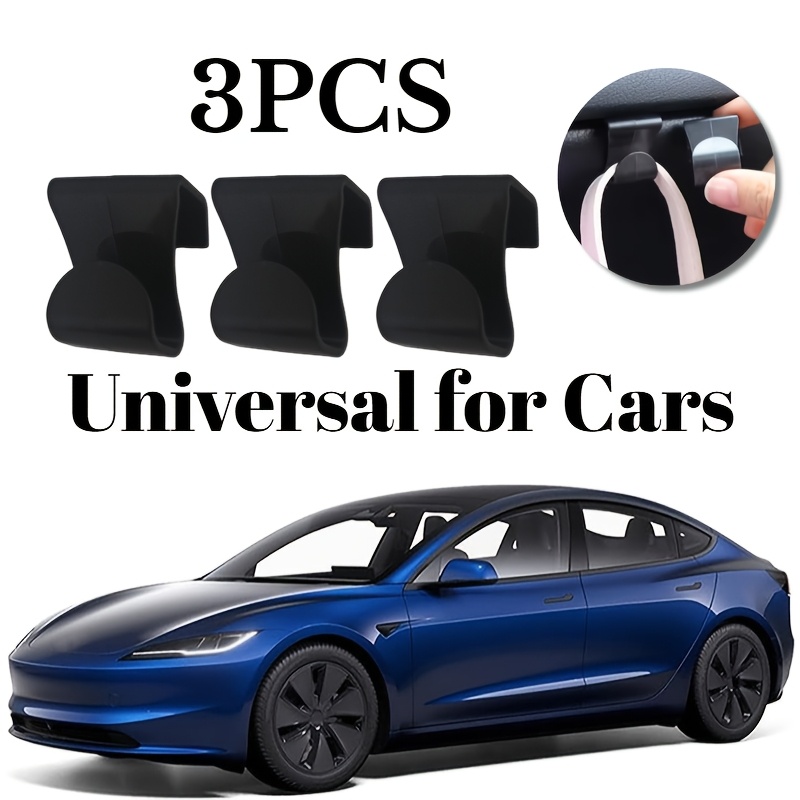 TEMU 3pcs Car Glove Box Hook Set - Concealed, Clip-on Interior Storage Hangers For Bags, Hats, Umbrellas, And Takeout Items; Space-saving Universal