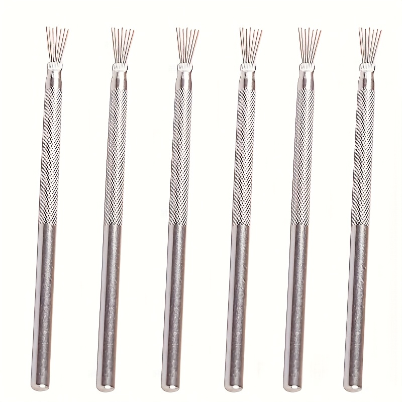 TEMU 6pcs Clay Needle Tool, Feather Stripe Texture Tool, Texture Modeling Tool For Ceramic Sculpting, 7-nose Steel Needle Brush, Diy Flowers, Curls,