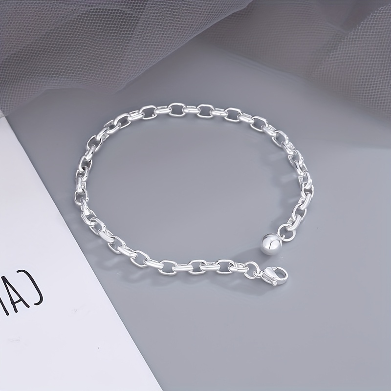 Vintage s925 Silver Bracelet Thick Chain Classic Gift Jewelry