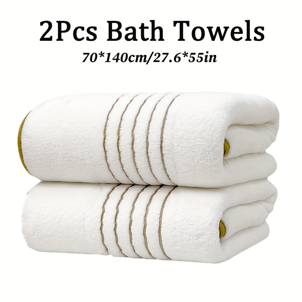 TEMU 2pcs Towels Set, 2 Option: 2pcs Hand Towel 35*75cm/13.8*29.5in Or 2pcs Bath Towel 70*140cm/27.6*55in, Pattern Microfiber Material, Soft And