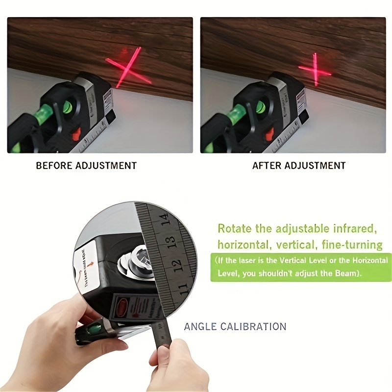 multi functional laser level protractor   right angle line marking tool with bubble vial battery powered for construction carpentry home decoration construction leveling device userfriendly design   details 7