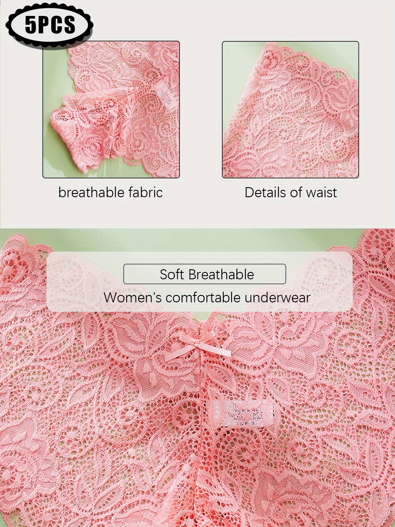 5pcs of Randomly Colored Women'S Low-Rise Lace Panties, Comfortable And Romantic, Perfect for Holiday Parties And Triangle Cut.