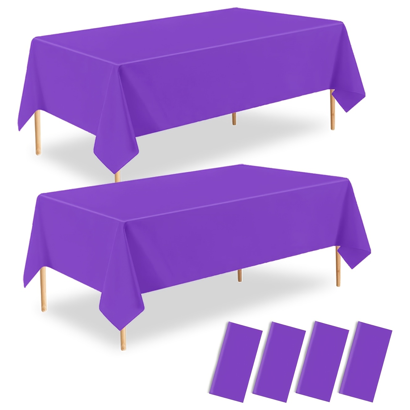 TEMU 4pcs Purple Party Tablecloth Disposable Rectangular Plastic Tablecloth, 54x72 Inch Tablecloth Suitable For Birthday, Wedding, Picnic, Camping,