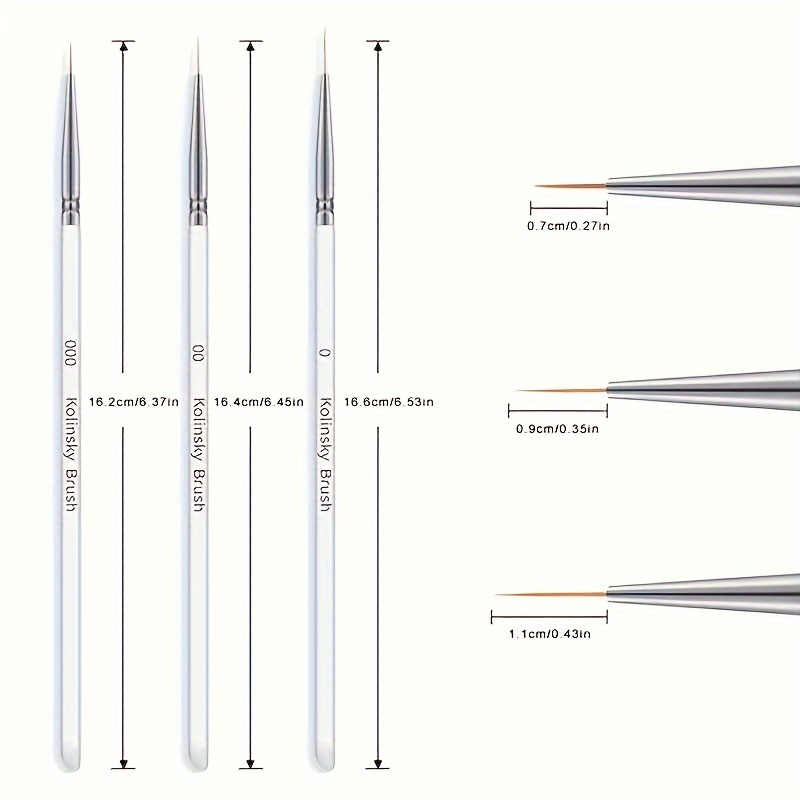 3 Pcs Professional Ultra-Thin Liner Nail Art Brush Set