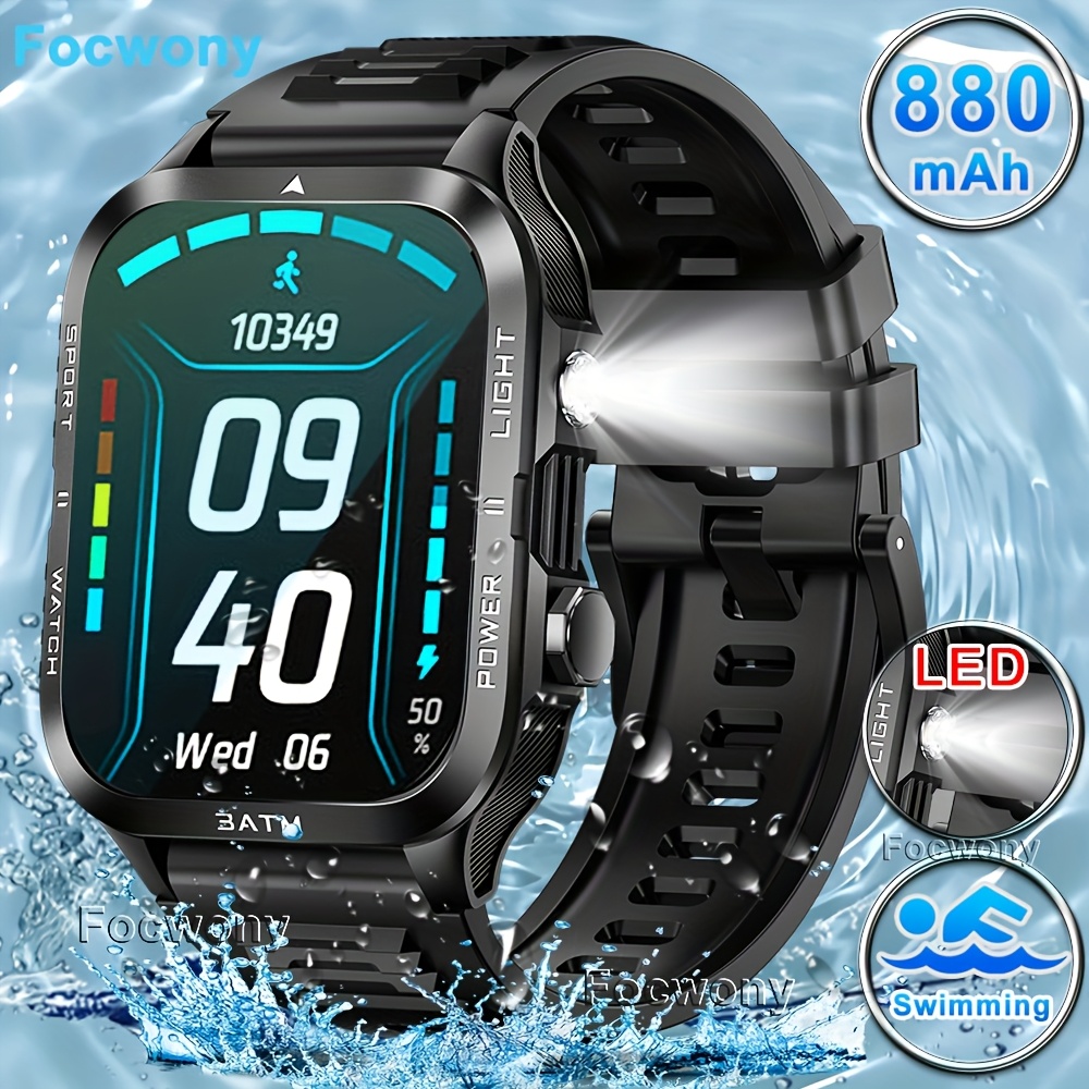 Image of New Smart Watches For Men&women, Wireless Call, Led Lamp Flashlight, 880mah, Support Swimming, Waterproof Fitness With Multiple Sports , Business Black Smartwatch, For Phones &