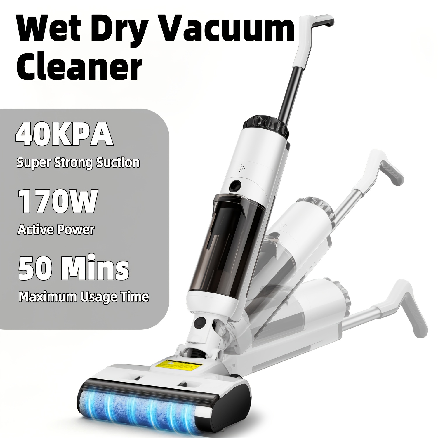 Yanhama Wet Dry Cordless All In 1 Machine Lightweight Self Cleaning Edge To Edge Cleaning 40kpa Suction 80000rpm Tangling Household Intelligent Floor Scrubber
