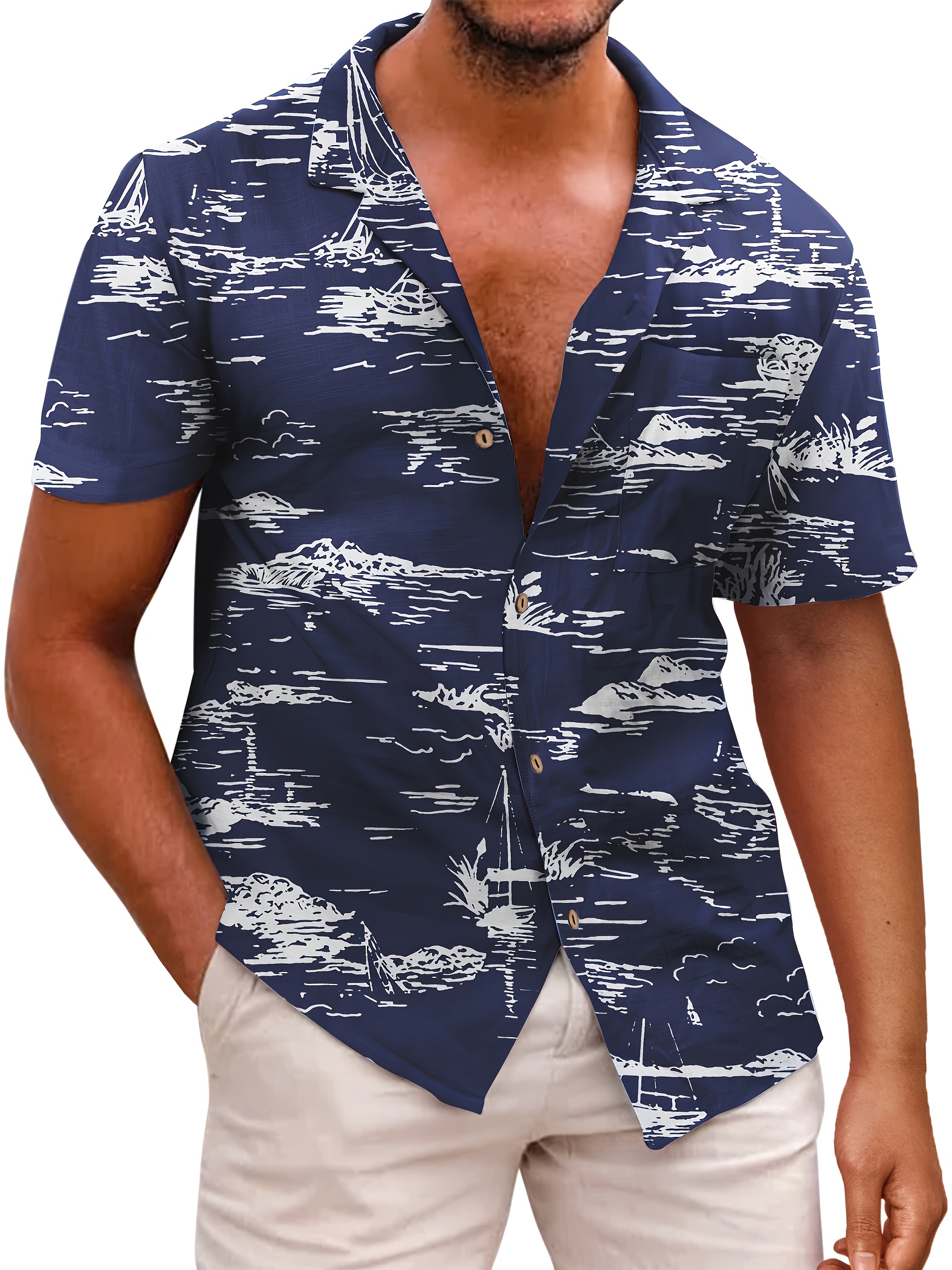 Camisa Masculina Moda Praia Estampa Desenhos Animados Coloridos
