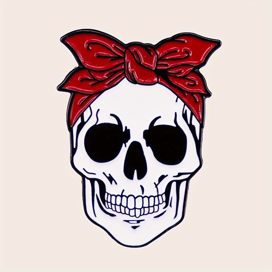 1pc Creative Skull Design Enamel Pin, Fashionable Trendy Metal Brooch, Fun Novelty Badge, Alloy Material, No Plating, For Clothing, Hats, And Bags, Suitable 15+