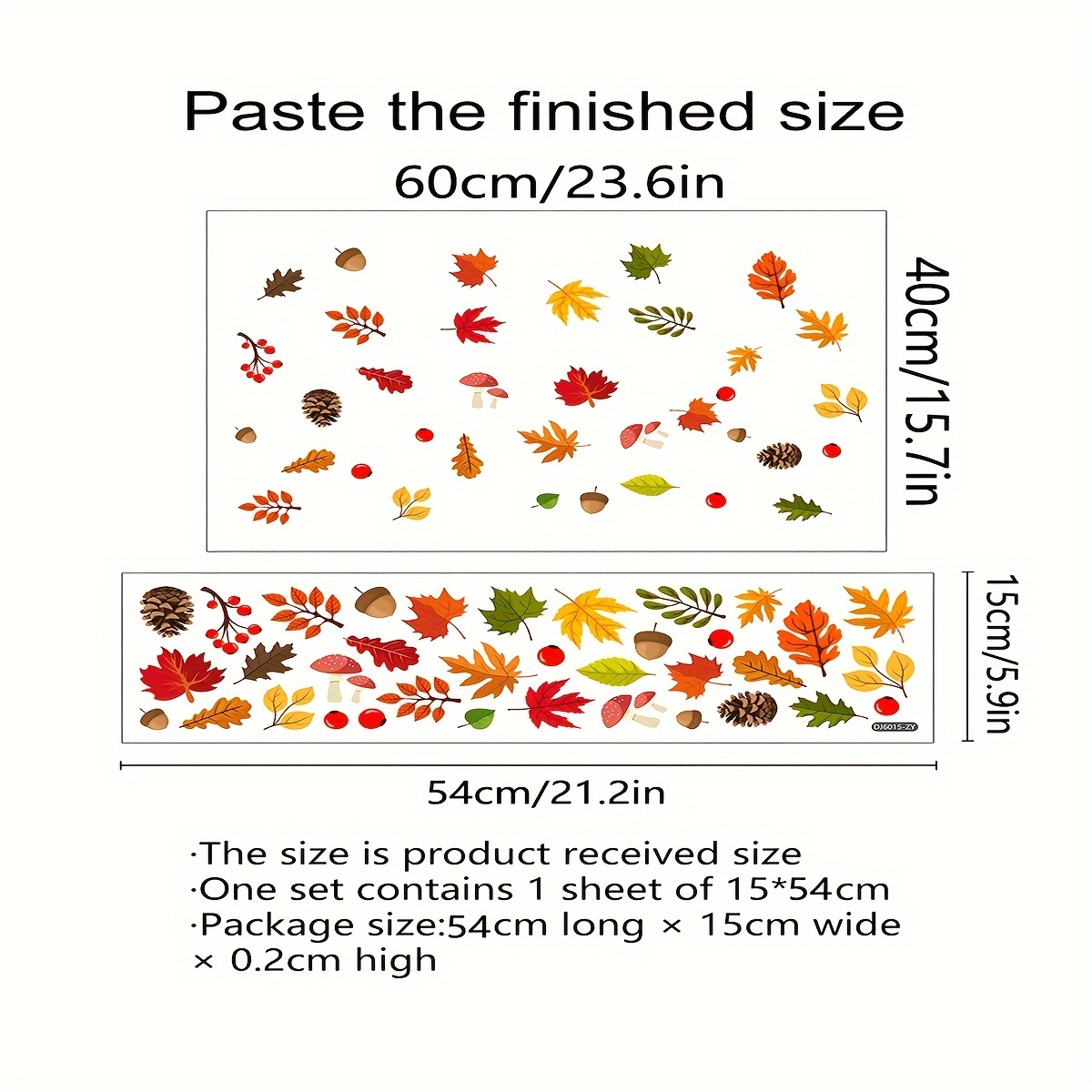 TEMU 2d Flat, 2d Flat Reusable Static Cling Window Stickers, Autumn Themed Glass Decals With , , Pinecones, Berries & Mushrooms, No Damage To Glass,