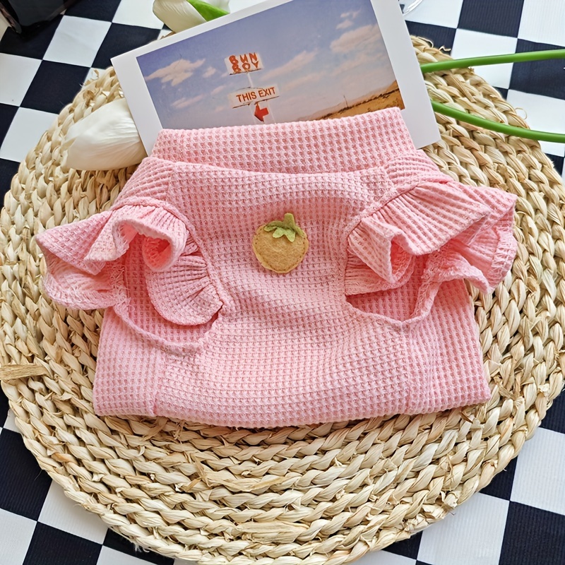 TEMU Pet Summer Thin Vest Solid Color Bichon Pomeranian To Medium Dog Sleeveless Breathable Strawberry Vest