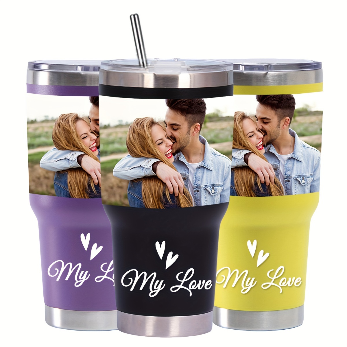 

1pc Personalized 30oz Insulated Coffee Mug With Lid And Straw, Stainless Steel Tumbler, Vacuum Water Cup, Both Hot And Cold Beverages, Ideal For , Drinkware For Restaurants, Cafes