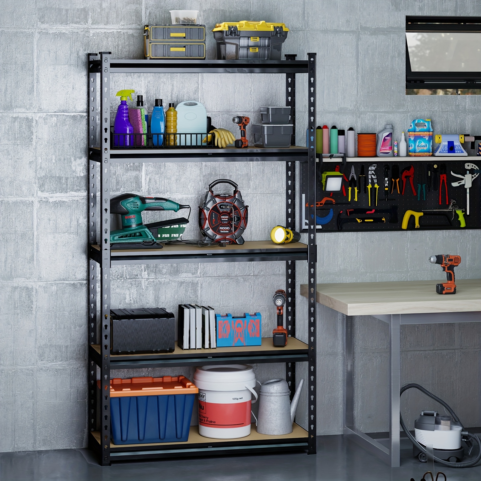 5-Tier Heavy Duty Metal Storage Shelves, Heavy Duty Shelving Units, Adjustable Shelving Rack For, Basement, Storage Racks