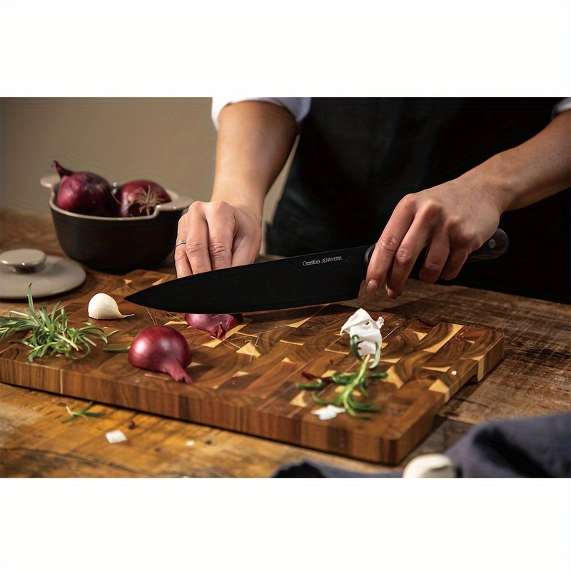 chic small acacia wood cutting board   thick solid wood kitchen   with easy   mold moisture resistant   holidays like christmas thanksgiving details 1