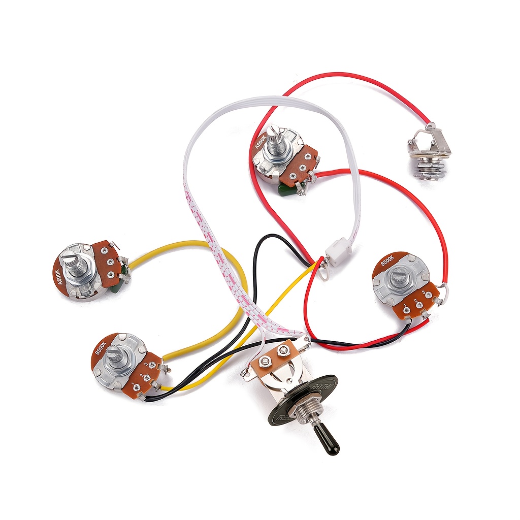 1pc Guitar Volume & Tone Control Switch Cap, 2V2T Long Post Black/Golden/Chrome Pad Wiring Harness Kit, Suitable for GS Guitars, Guitar Electronics, Sleek Metallic Finish, Durable Construction, Precision Engineering, Tone Control, Professional Look, Highquality Components, Tone Control Knob, Music Professionals