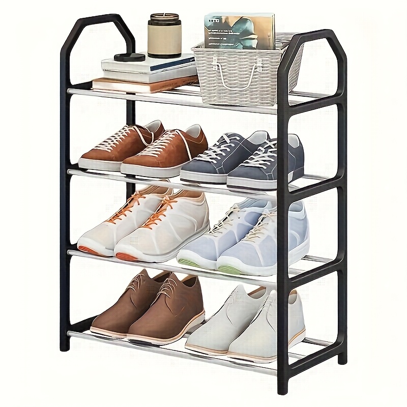 4 tier sturdy metal shoe rack easy assembly   home and commercial use floor mounted shoe organizer for entryway and bedroom   diameter over 16mm details 5