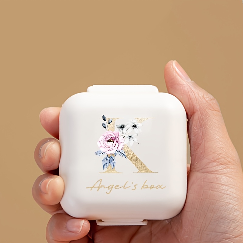 Personalized Mini Pill Box with Compartments, Travel Organizer