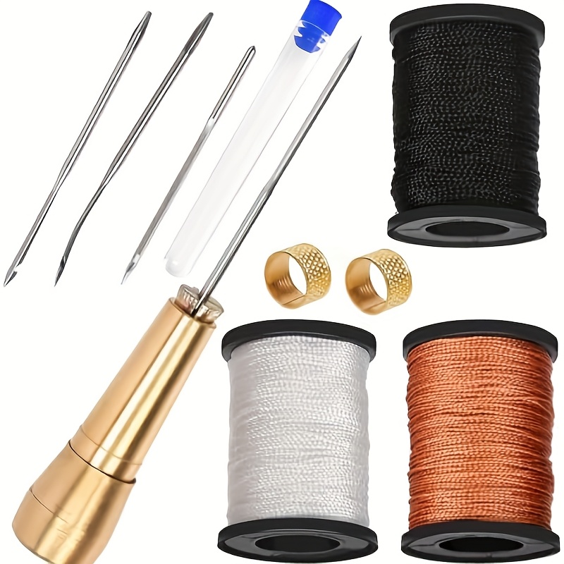 TEMU Leather Sewing Tool Set, Leather Sewing Thread Shoe Thread Repair Sole Thread Tire Thread Nylon Thread Leather Sewing Awl Tool, Canvas Leather