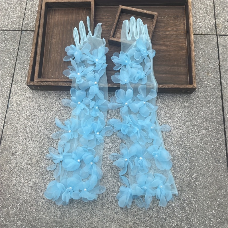 Image of Fashion Floral Gloves - Long Stretch Mesh , Suitable For Weddings, Photography, And Masquerade Parties