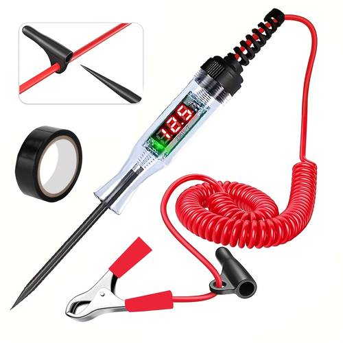 test light automotive 5 90 led circuit tester with voltage display auto bidirectional voltage tester electric test pen with extended spring wire probe for car rv vehicles fuse checker automotive diagnostic tools