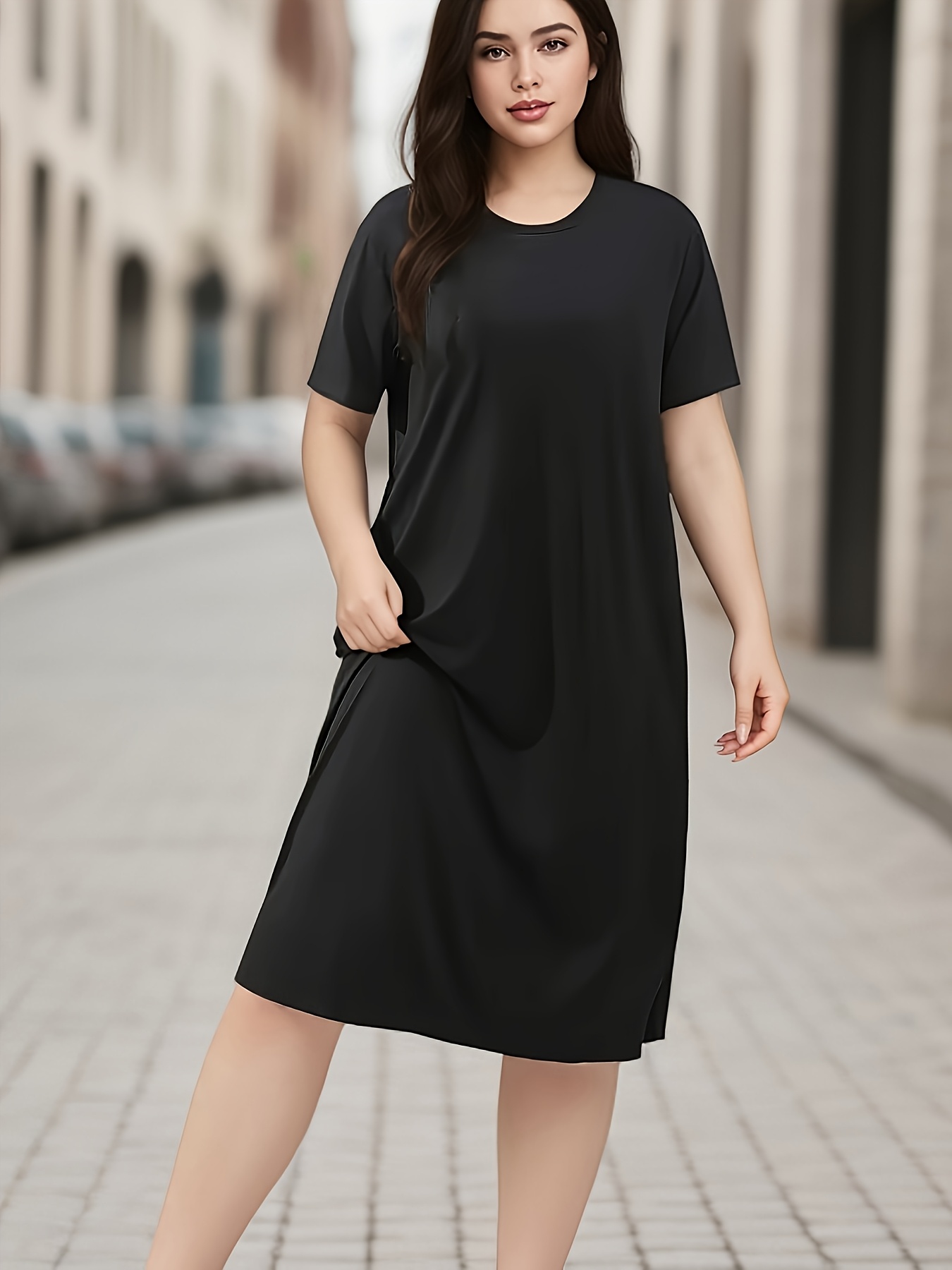 plus size 2025 latest fashionable women's casual dress soft Temu