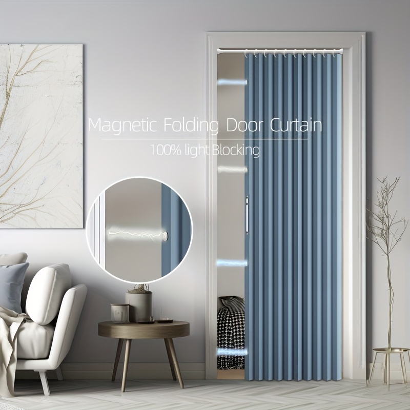 1pc blackout door curtain magnetic effect horizontal folding - Temu