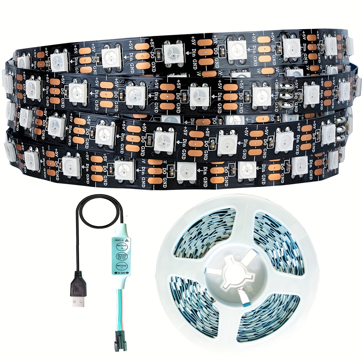   16 4ft smart led strip lights 5050 rgb ic with   effects ws2812b individually addressable usb 5v 60leds pixel   backlight 50 85inch for home wall decoration halloween christmas wedding party gift