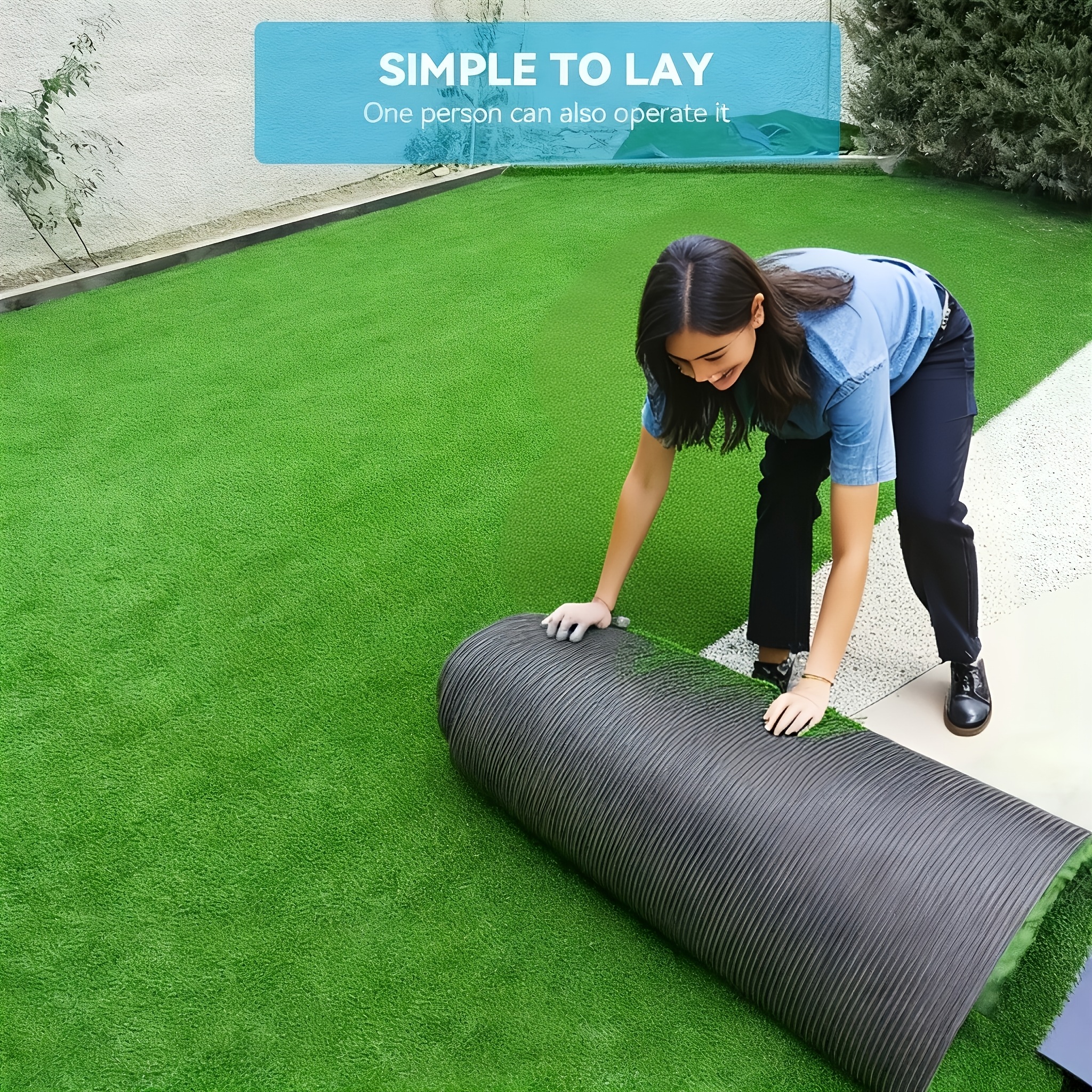 2pcs high quality artificial grass carpet realistic uv resistant evergreen lawn   suitable for gardens patios   weddings graduations low maintenance home and outdoor decoration