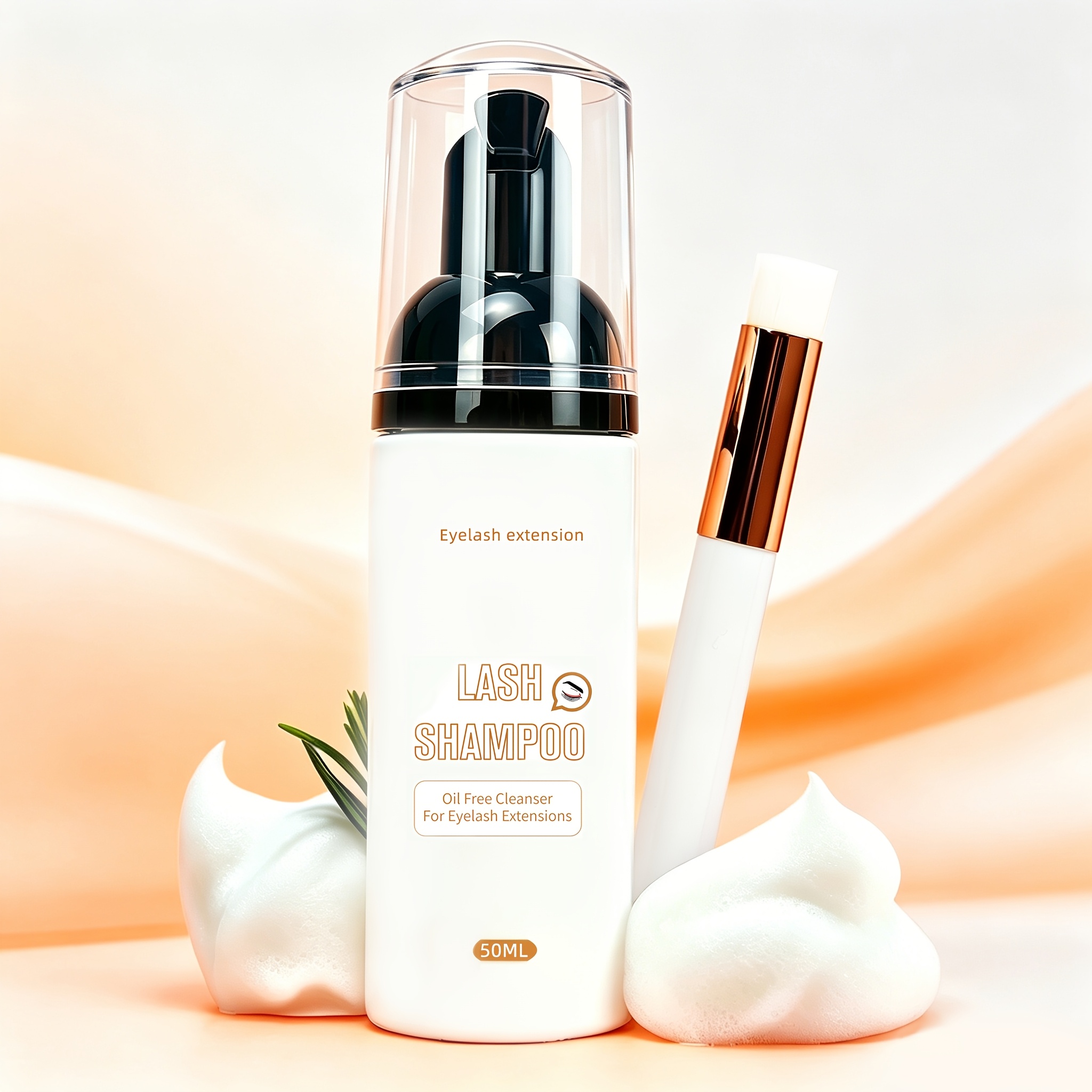 Image of Lash Shampoo For Lash Extensions 50ml Eyelash Extension Cleanser Lash Cleanser For Eyelash Care, Gentle Foaming Eyelash Shampoo With Brush For Salon Home Care