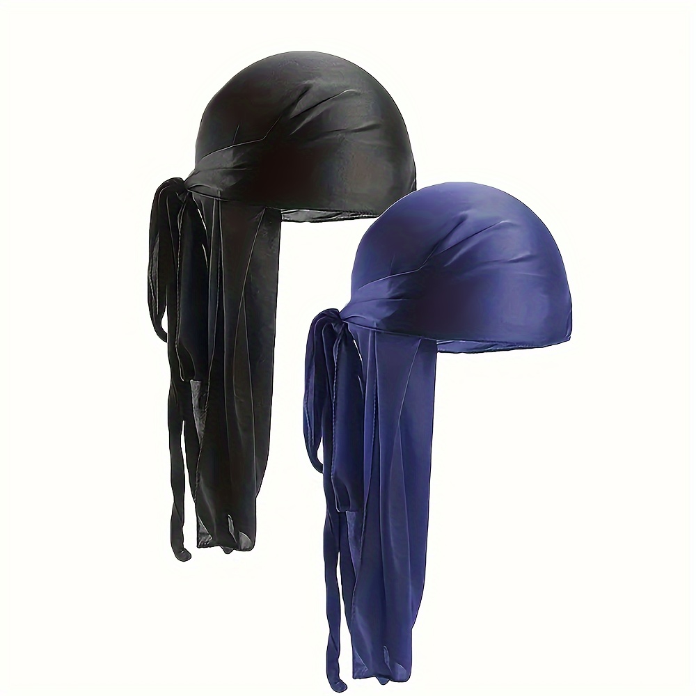 2-pack Durag Pirate Hat - Soft, Fragrance-free, 360 Waves, Extra Long Tail For And Style