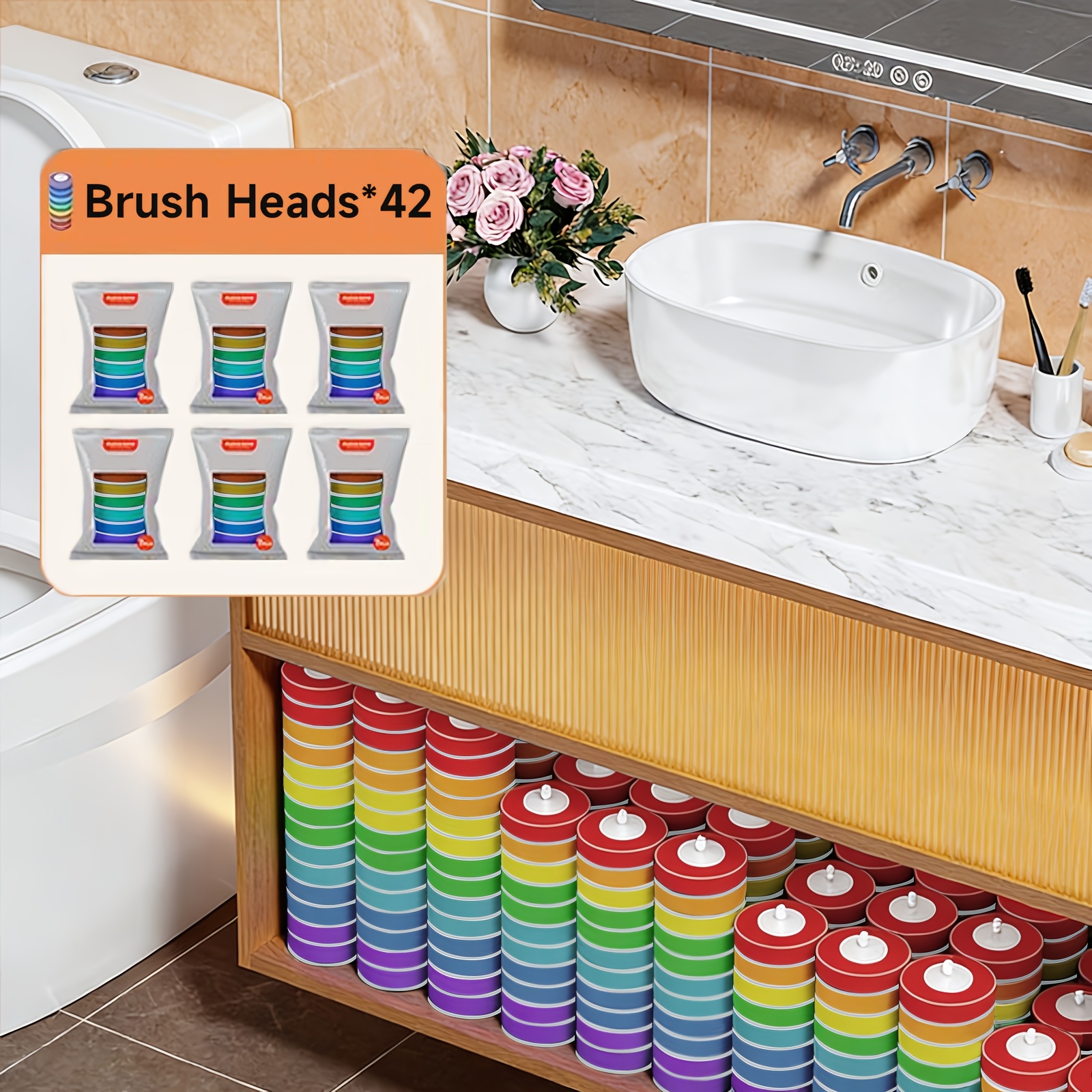 Image of Toilet Brush Heads, Replacement Toilet Brush Heads, Multi-pack. Compatible With Joybos Toilet Brushes. Handle And Base Not Included. Replacement Brush Heads . Bathroom Cleaning Tools