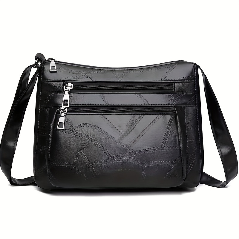 TEMU [customer Favorite] Black Crossbody Bag For Women - Spacious With Adjustable Strap, Rivet & Tassel - For Use