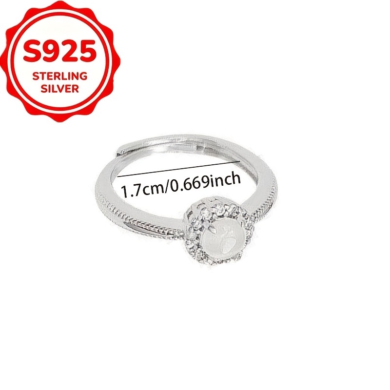 Women's S925 Silver Open Ring with White Moonstone