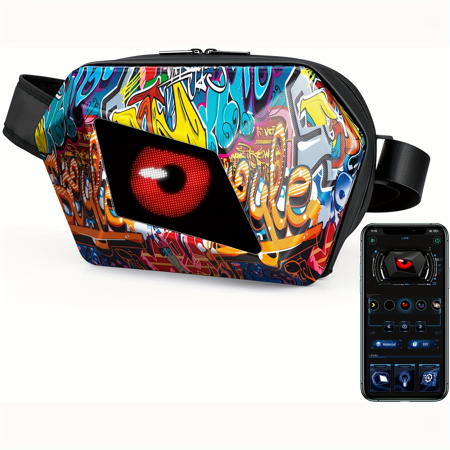 Sacoche bandoulière avec écran LED, sac à dos de moto, sac de voyage et de cyclisme, sacoche bandoulière LED, sac à dos LED, sac de poitrine et bandoulière pour homme et femme, écran couleur et programmable, publicité extérieure DIY, sacoche de voyage – Image 7