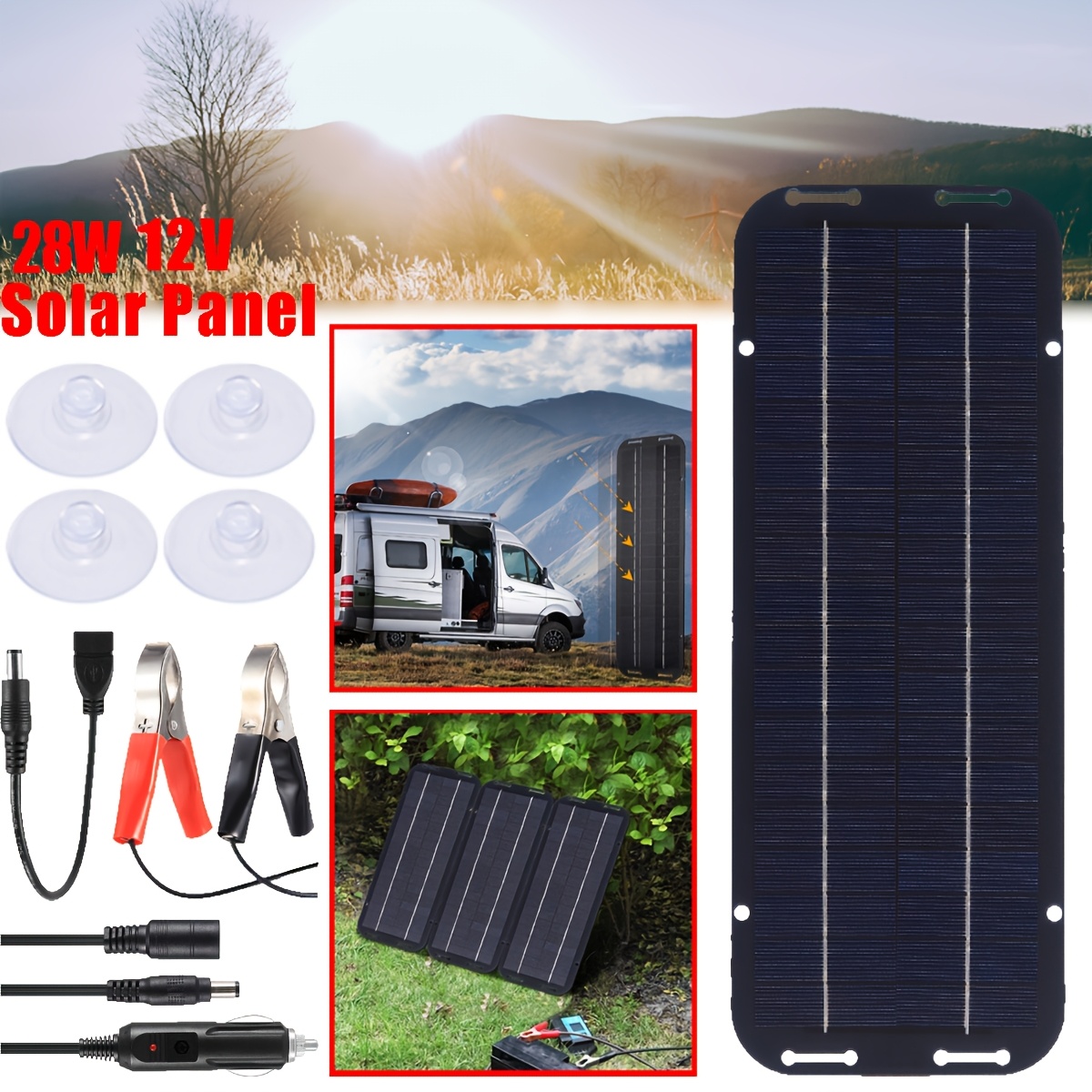 TEMU 1pc 40w Solar Charging Panel Portable Usb Solar Charging Panel Outdoor Solar Charger, Mobile Power Convenient Mobile Phone Charging Travel
