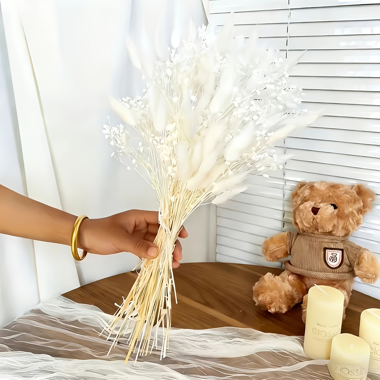 E-shop 109-teiliges Trockenpampasgras-Bouquet – Voll & Boho-Deko für Hochzeit, Weihnachten, Valentinstag mit Winter-Pampasgras für Vasenarrangements –