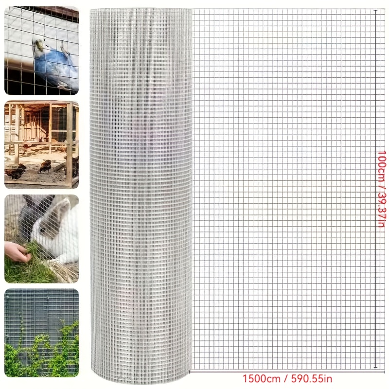 Chicken Wire Fencing Roll, 1/2in Mesh Galvanized Wire Net Roll, Garden Fence Tree Protection Welding Wire Fence, Post-welded Galvanized, Netting, Wire Mesh, Chicken Coop, Pet Fence Or Vegetable Garden