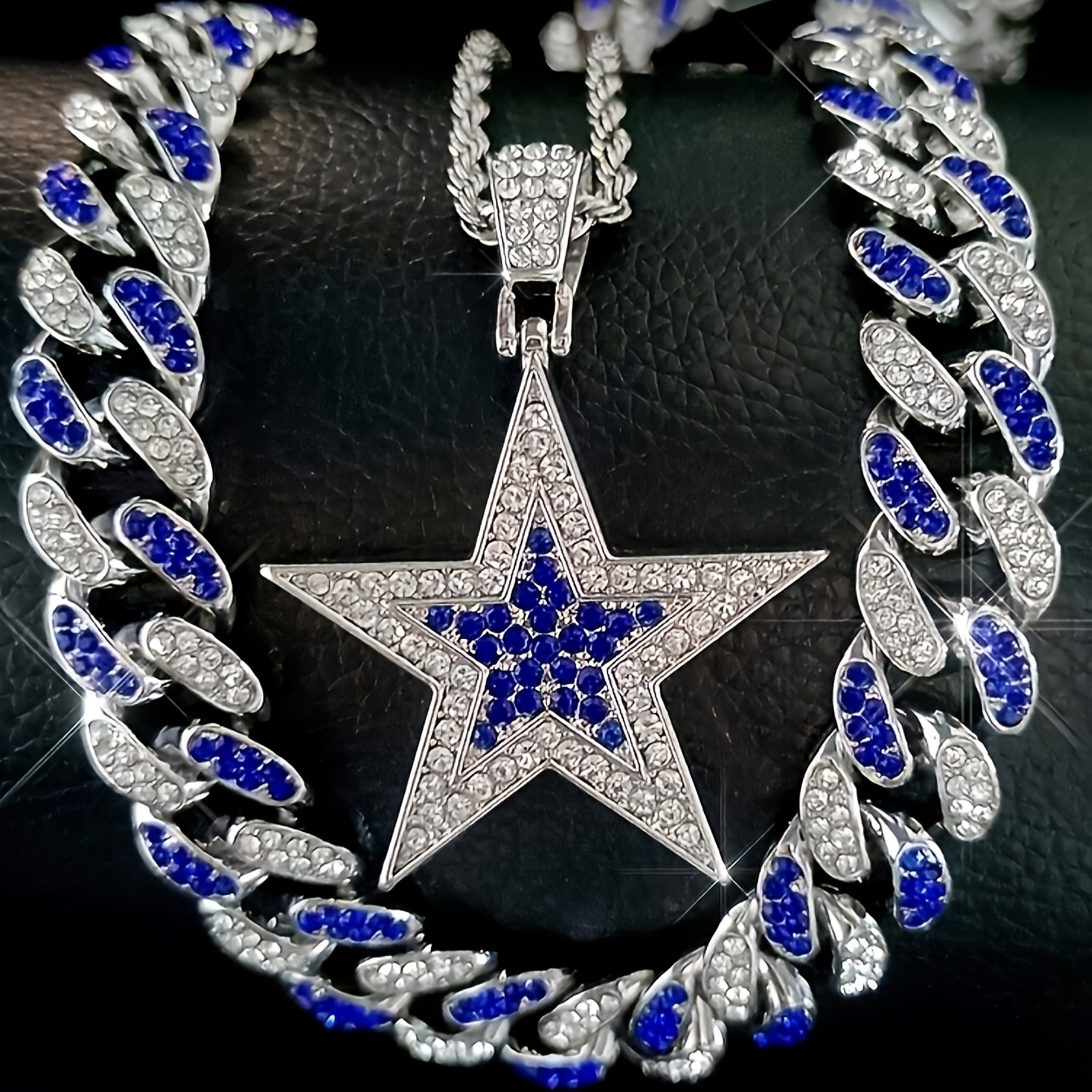 TEMU Collier Tendance Mode Hip-Hop Rap Étoilé en Alliage de Chaîne Cubaine Chaîne Torsadée