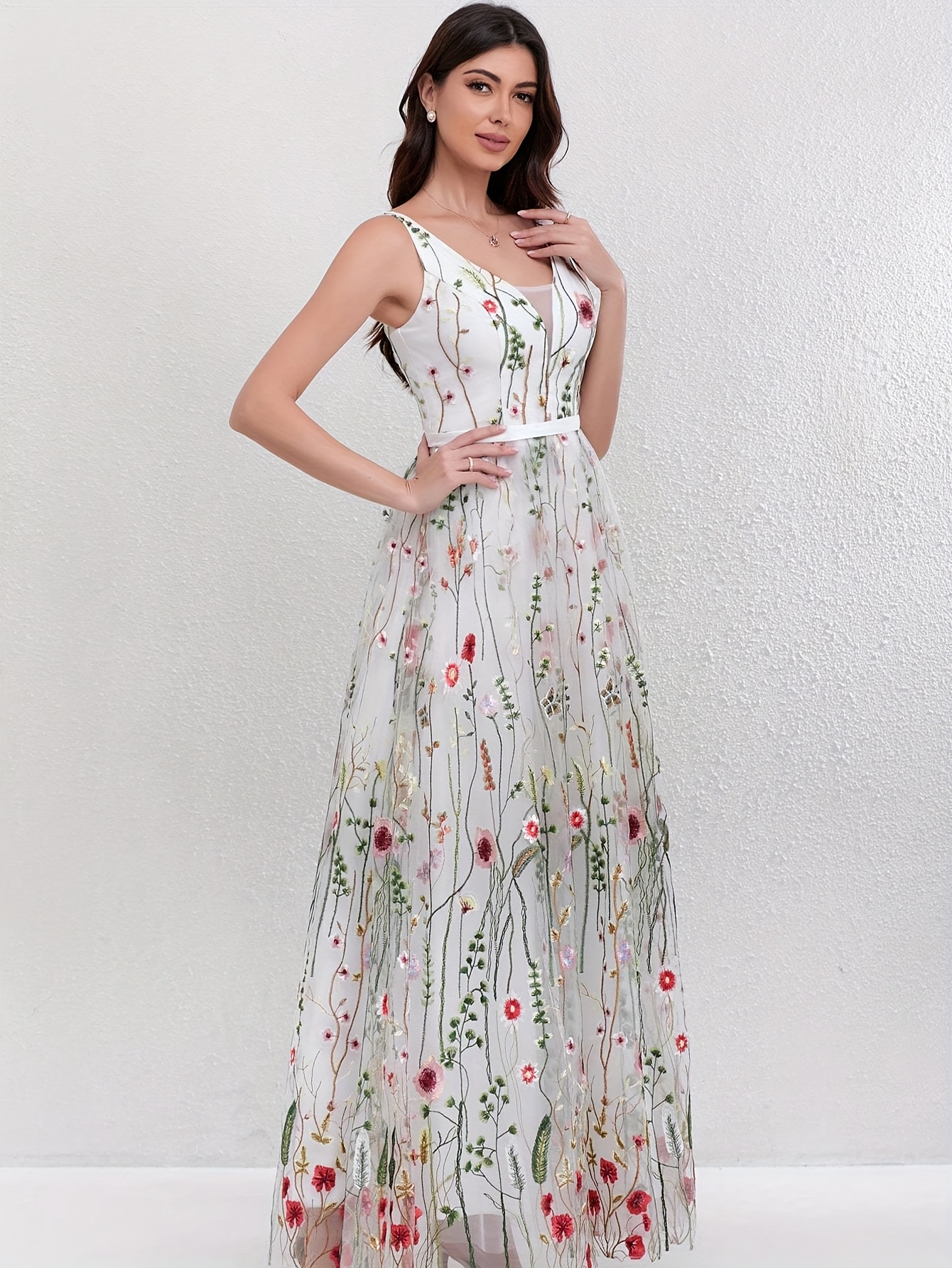 vestidos mujer flores vestido formal tul bordado Temu Argentina